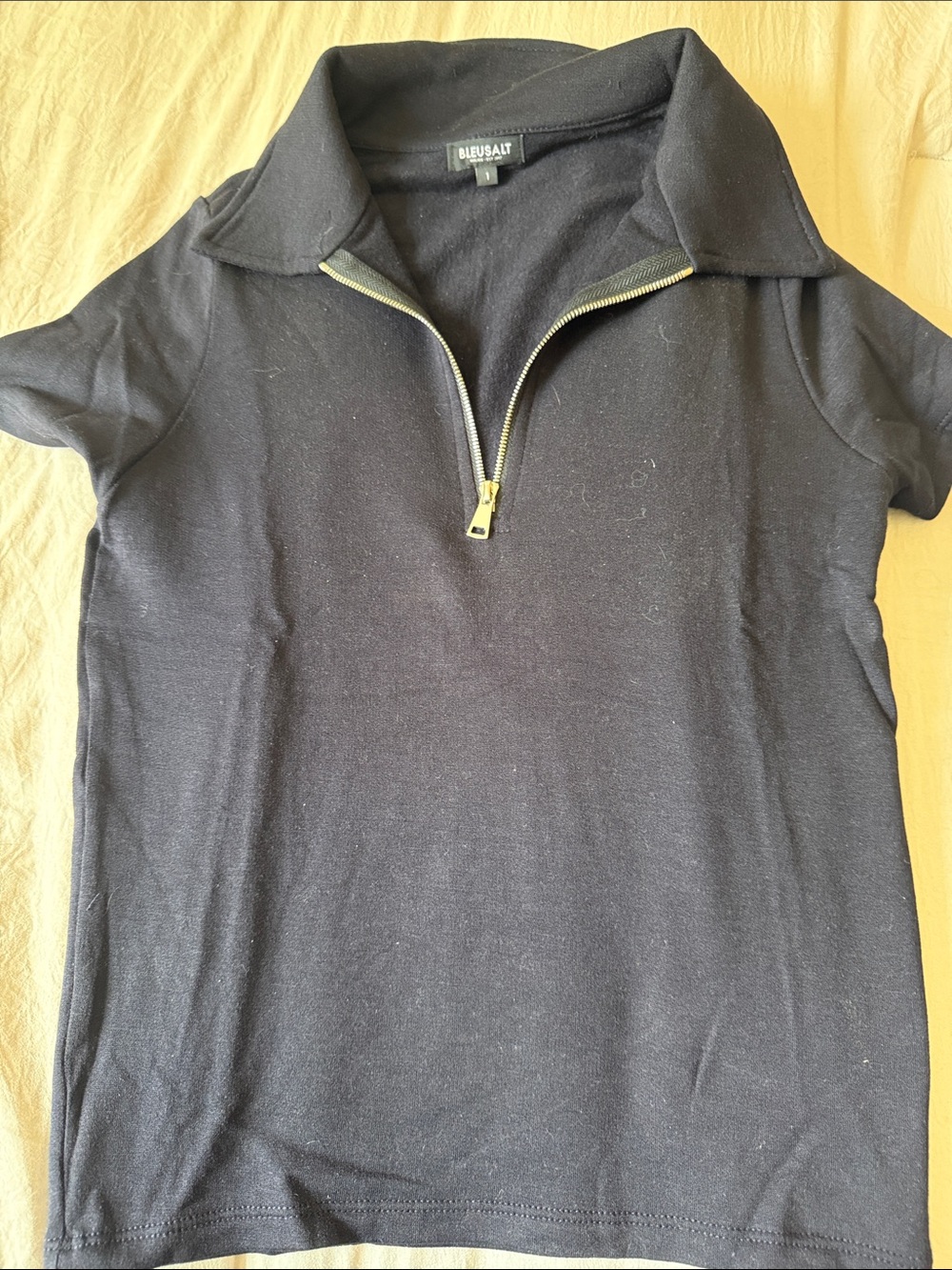 Bleusalt Black Short-Sleeve Zip Polo